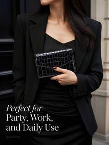 Women's Elegant Embossed PU Leather Wallet, Black Zipper Card Holder With Coin Pocket, Multiple Card Slots, Compact Portable Clutch, Suitable For Party And Daily Use - Multicolor - View 10