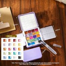 16-Color Solid Watercolor Paint Set - Portable Travel Art Kit, Includes Palette, Painting Cards, Brush Washer And Metal Brushes, Suitable For Professional Painting And Outdoor Sketching - Multicolor - View 18