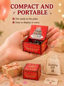 Hand-Crank Music Box - "Happy Birthday"; Perfect Gift For Birthday, Christmas, Anniversary And Valentine's Day; Also Suitable As Home Decor Ornament. - Multicolor - View 6