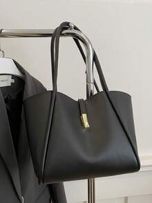 New Luxury Solid Color Versatile Women Shoulder Handbag , Office,Bags For Woman,Tote Bag,Black Bag - Black - View 3