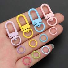 112pcs/224pcs DIY Keychain Making Parts, Colorful, Includes Key Rings And Jump Rings, Suitable For Braided DIY Keychains, Bag Charms, Open Connectors, Keychain Accessories Making Materials, DIY Key Ring Accessories Making - Keychain & Jump Ring - View 2