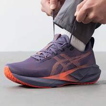 Asics New Men's NOVABLAST 5 Lightweight Breathable Training Shoes Cushioned Responsive Running Shoes - Grey-purple/Orange - View 3