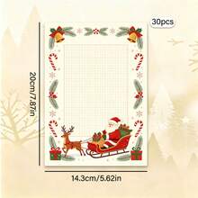 Christmas Theme Stationery, 30 Sheets/Pack, Snowflake Candy Reindeer Santa Claus Pattern, High-Quality Paper Exquisite Printing, Suitable For Writing Letters Or Messages, Also Can Be Used For Christmas Decoration - Rectangle - View 14