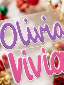 Customized Name Stickers Waterproof Vinyl Decals, 1-30pcs Creative Handwritten Art Font, Suitable For Bridesmaid Gifts, Birthday Party Decoration, Can Be Applied To Car Body, Car Hood, Car Window, Storefront, Etc., Customizable Team Name - Multicolor - View 10