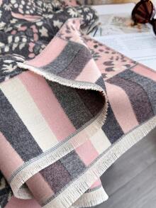 1pc Faux Cashmere Elegant Floral Pattern Jacquard Warm Scarf For Women, Air Conditioning Room Blanket, Autumn/Winter Outdoor Travel Cold Protection Neck Warmer, Soft Decorative Scarf Shawl Dual-Use, Suitable For Daily Matching, First Choice For Gift - Grey - View 4