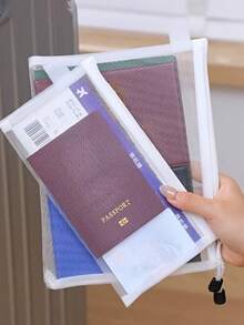 2pcs Set Portable Travel Document Organizer Bag, ID Card, Boarding Pass, Passport Storage Holder - Multicolor - View 1