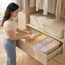 Collapsible Underwear Storage Box With Transparent Lid, 4-Compartment Clothing Organizer Bin For Bras, Socks, Panties, Belts, Stackable Dust-Proof Closet Drawer Storage, Large Capacity Bedroom Dorm Apartment Wardrobe Organizer, Easy To Clean - Multicolor - View 4