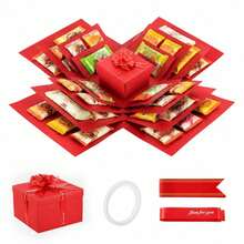 Shoze Creative DIY Explosion‑Style Keepsake Box, Decorative Memory Album As Heartfelt Present For Various Special Festive Celebration Occasions - Red - View 2