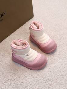 1 Pair Girls' Winter Thick Warm Snow Boots Soft Sole Comfortable Non-Slip Walking Boots - Pink - View 2