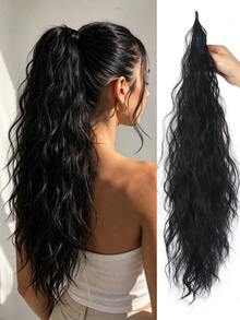 Flexible Wrap Around Ponytail Extension Long Wavy Curly Ponytail Hair Extensions Natural Ponytail Synthetic Hairpiece For Women - Multicolor - View 10