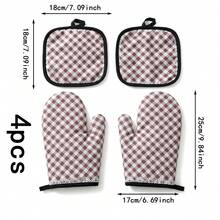 Heat-Resistant Gloves And Pads Set, Fashionable Printed Pattern, Suitable For Baking, Cooking, Grilling - View 16
