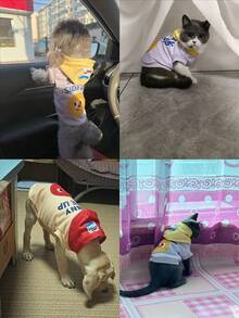 1 buah Hoodie Sweatshirt Anjing/Kucing, Model Tebal dan Hangat, Hadiah Liburan, Item Fashion Penting Musim Semi/Gugur/Dingin, Hadiah Hari Valentine - MultiWarna - View 4
