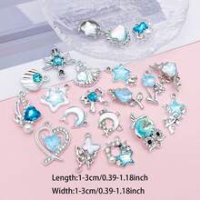 20Pcs Assorted Charms Rhinestone Pearl Moon Star Heart Owl Shell Alloy Pendants For DIY Earrings Necklaces Bracelets Jewelry Making Accessories - Multicolor - View 4