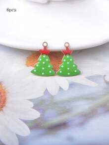 6pcs Christmas Tree Charms, Copper Oil Drip, Double-Sided Enamel, Colorful, Small Pendant For Bracelet, Bag, Earring, Necklace, Jewelry DIY Making Decoration - Christmas - View 21