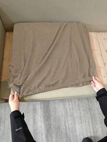 1pc Solid Color High Elasticity Removable Machine Washable Autumn/Winter Sofa Seat Cushion Cover, Suitable For Living Room Polyester Sofa Seat Cushion Cover And Backrest Cover - Camel - View 9