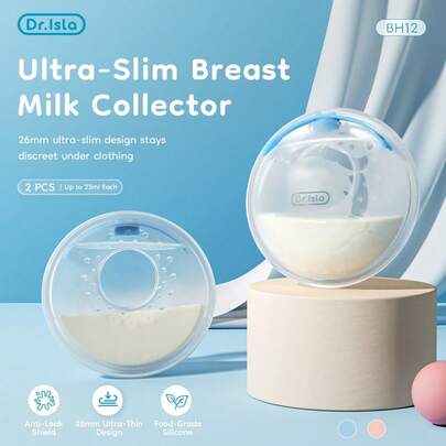 MAMIJOY 2pcs Portable Non-Overflow Hand-Free Breast Milk Collectors With Soft Synthetic Rubber Surface For Easy Expression And Leak-Proof Storage