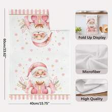 2PCS Kitchen Towels Christmas Pink Santa Claus Christmas Ball Print 40*60cm Minimalist Style Rectangular Microfiber Kitchen Towels, Dish Cloths, Tablecloths, Hand Towels, Bathroom Kitchen Decor, Christmas Home Decor, Neighbor Housewarming Gift, Perfect For Kitchen And Bathroom Use, Suitable For Housewives And Family Gatherings, High Cost-Performance, Household Essential - Pink - View 4