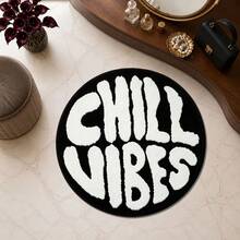 1pc Letter Rug, "Chill Vibes" Faux Cashmere Rug, Soft Comfortable Absorbent Bathroom Mat, Bathroom Accessories New Arrival, Living Room Large Rug, Room Decor, Autumn Decor, Bedroom Decor, Suitable For Bathroom, Kitchen, Entryway, Hallway, Bedside, Living Room, Bedroom. Holiday Decor, Non-Slip Backing Rug, Machine Washable - A - View 1