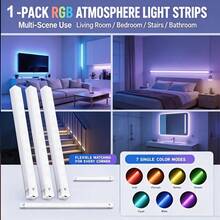 1pc RGB Motion Sensor LED Light Strip, Magnetic Rechargeable Under Cabinet Light, Wireless Adhesive Dimmable Night Light, USB Charging, Suitable For RV Interior Lighting, Camping Car, Trailer, Motorhome, Van, Closet, Kitchen, Shelf - RGB - View 4