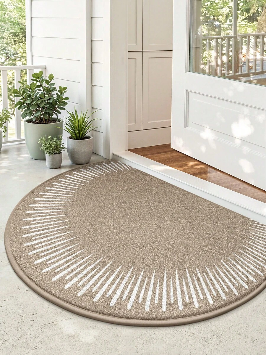 DAJIANG 1pc Crescent-Shaped Sunburst Welcome Mat, Outdoor Carpet, Hallway Rug, Area Rug, TPR Backing, Non-Slip Mat, Suitable For Bathroom, Indoor, Hallway, Bedroom, Living Room, Bedside, Machine Washable And Easy To Clean, Entryway Mat, Home Decor