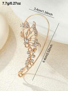 NAIZHU 1/2pcs Fashionable Luxury Butterfly Rhinestone Earrings Ear Hooks Suitable For Women Dating Daily Wear Party - Multicolor - View 7