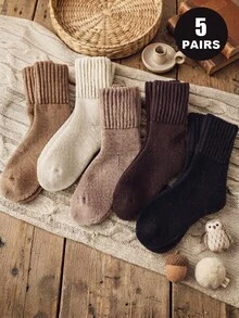 1/5/10 Pairs Random Toddler Socks, Baby Boy Fall Season, Earth Tones,Fall Socks For Girls, Kids Fall Season Essentials, Thick Ribbed Cuff, Winter Wear - Multicolor - View 11