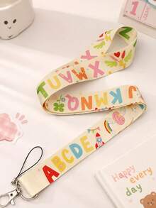 1pc Cute Letter Lanyard Keychain - Colorful Floral Design With "ABCD" Letters, Durable ID Holder, Suitable For Keys, Credit Cards, And Additions, Perfect Gift For Fans, Cute Keychain Accessory - A - View 1