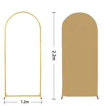 卡其色拱門背景布 5ft/6ft/6.6ft/7.2ft 婚禮拱門套布 雙面彈力布 圓頂拱門背景布 適用生日派對婚禮拱門框架裝飾（不含拱門框架，僅提供背景布） - 卡其色 - 查看 13