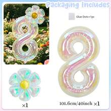 40Inch Colorful Transparent Number Balloons & Large Transparent Daisy Foil Balloons, For Birthday Party, Anniversary Decoration - View 17