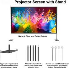 120 Inch Outdoor Projector Screen With Stand, 16:9 4K HD Portable Movie Screen, Lightweight Indoor Outdoor Projector Screen, Wrinkle-Free Screen With Carry Bag For Backyard, Camping, Home Theater - View 6