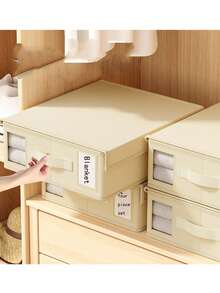 Non-Woven Fabric Bed Sheet Storage Box Home Organization Drawer Storage Box Blanket Bedding Storage Box Foldable Bed Essentials Storage - Beige - View 3