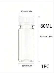 Botol Plastik Kecil dengan Tutup Ulir, Cocok untuk Cairan, Jus, Minuman Kesehatan - Botol Konsentrat Jus Jahe - Botol Mini Transparan yang Dapat Digunakan Kembali/Anti Bocor/Dapat Dibekukan, Wadah Plastik 2oz dengan Tutup - Hitam - View 16