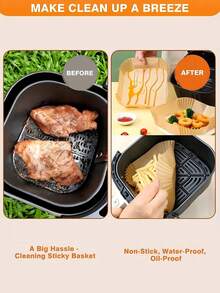 50/100pcs Square Air Fryer Parchment Paper Liners, Non-Stick Oil-Proof Cooking Paper, Kitchen Baking Accessories, Suitable For Camping, Picnic And Holiday Party - Multicolor - View 4