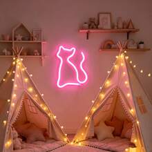 1pc Cat Neon Wall Decor Hanging Light, Battery & USB Powered, Romantic Fairy Light For Home, Holiday, Party, Birthday Theme Scene Atmosphere, Bedroom Room Decoration - Cat Neon Sign - View 10
