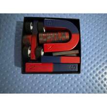 Gift Set Magnetic Toys Including [Outdoor Compass, U-Shaped, Long Strip, Magnetic Car And Multiple Magnetic Rings] U-Shaped Strip-Shaped Round Magnetic Blocks Toy, Magnetic Physics Science Experiment Supplies, Teaching Magnetic Experiment Set - Red and Blue - View 5