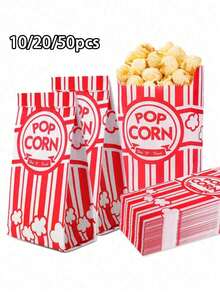 1/3/10/50pcs Popcorn Paper Bags, Popcorn Machine Dedicated Popcorn Bags, Suitable For Home Party/Dinner, Essential For Home Party Or Dinner, Halloween/Christmas Popcorn And Other Food Packaging Bags - Multicolor - View 2