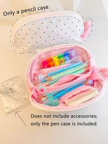 Polka‑Dot Print Pencil Case Detachable Star Glitter Card Pouch, Large Capacity Zipper Stationery Pen Pouch, Multi‑Purpose Storage Cosmetic Bag - Single Piece - View 12