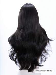 alicegarden 28-Inch Long Synthetic Wig Featuring A Natural Wavy Style In A A Stunning Black. Middle Part Design , This False Hairpiece Is Perfect For Ms Daily Party Cosplay Use, Offering A Natural And Natural Durable Wig Gift For Ladies. - Black - View 5