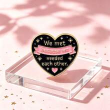Sweet Friendship Love Enamel Pin, "We Met Because We Needed Each Other" Lapel Badge For Backpack Jacket Decor, Warm Sentiment Theme Gifts Men Women - Multicolor - View 2
