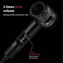 LUYAO High Speed Brushless Hair Dryer, Powerful Dryer, High-Power Quick Drying Hair, Fast Drying, Low Noise, Hairdryer With Magnetic Nozzle - Champagne - View 4
