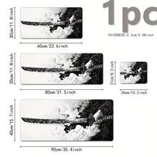 Black & White Samurai Sword Pattern Extra Large Gaming Keyboard Pad Durable Mouse Pad Office Small Mouse Pad Laptop Keyboard Pad Study Desk Mat - Rubber Back Non-Slip Multiple Sizes Available XL XXL - Suitable For Home Office Work Gaming Room Back To School Accessories Holiday Gift For Boyfriend And Girlfriend - Samurai Sword - View 3