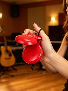 Spanish Wooden Flamenco Castanets, Traditional Flamenco Musical Instrument For Adults, With Hanging Rope, Suitable For Dance Performance And Music Education, Spanish Souvenir Gift, Wooden Percussion Instrument For Beginners, Comes With Exquisite Gift Bag - Multicolor - View 3
