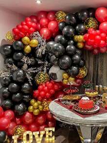 115pcs Red‑Black Balloon Arch Kit; 5/10/12/18 Inch Balloons In Black, Red And Gold, Suitable For Birthday, Baby Shower, Wedding, Engagement And Anniversary Party Decorations - Black Red Gold - View 8