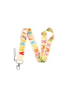 1pc Cute Letter Lanyard Keychain - Colorful Floral Design With "ABCD" Letters, Durable ID Holder, Suitable For Keys, Credit Cards, And Additions, Perfect Gift For Fans, Cute Keychain Accessory - A - View 9