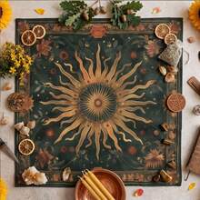 1 buah Kain Tarot Motif Bunga Matahari Vintage, Alas Altar Hijau Retro, Taplak Meja Ramalan Surgawi Boho, Permadani Dekorasi Spiritual Wiccan untuk Pembacaan Tarot - MultiWarna - View 1
