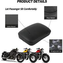 8 Suction Cup Motorcycle Pillion Rear Seat Black Synthetic Leather Cushion Anti-Skid Universal Easy Install For  Cruiser Chopper Bobber Short Rides - A - View 2