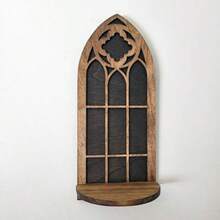 Gothic Window Pane Shelf With Backboard - Unique Cathedral Style Wooden Shelf, Suitable For Plants, Candles And Collectibles - Ideal Home Decor - Multicolor - View 5