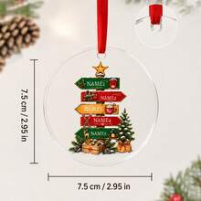Custom Christmas Signpost Ornament, Personalized 3-5 Names Christmas Tree Hanging Decor, Festive North Pole Holiday Style, Customized Family Keepsake, Customizable Name Ornament, Christmas Home Decor, Christmas Gift 2026, Christmas Decorations - Multicolor - View 2