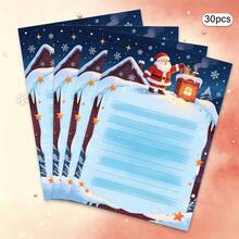 Christmas Theme Stationery, 30 Sheets/Pack, Snowflake Candy Reindeer Santa Claus Pattern, High-Quality Paper Exquisite Printing, Suitable For Writing Letters Or Messages, Also Can Be Used For Christmas Decoration - Rectangle - View 8