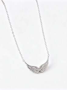 1pc Stainless Steel Personalized Angel Double Hole Wing Pendant Necklace 18k Women's Necklace - Silver - View 2